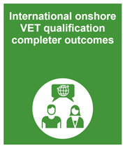 Green box with link to the international onshore VET qualification completer outcomes collection page