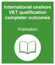 Green box with link to the international onshore VET qualification completer outcomes publication