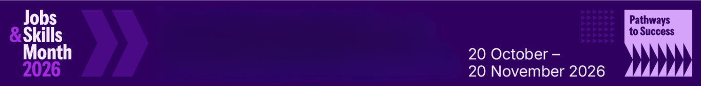 Banner promoting Jobs and skill month being held in Australia 20 October to 20 November 2026.